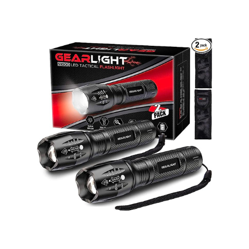 GearLight LED Flashlight 2pack Bright, Zoomable Tactical Flashlights