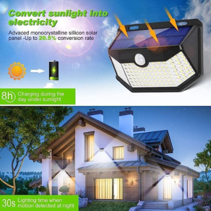 HMCITY Solar Lights Outdoor 120 LED with Lights Reflector